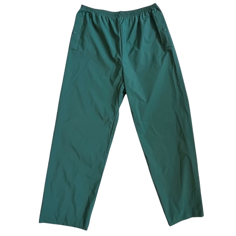 Columbia Sportswear Mens L Forest Green Waterproof Rain Pants RM0120 PVC Shell